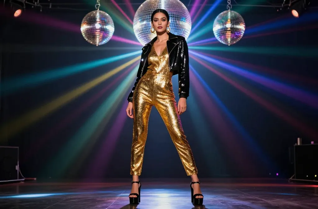 15 Disco Party Outfit: Sparkling Jumpsuit Glow-Up